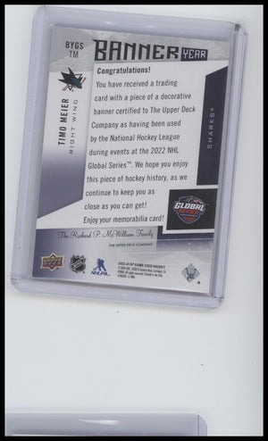 2023-24 SP Game Used #BYGS-TM Timo Meier Banner Year 2022 Global Series