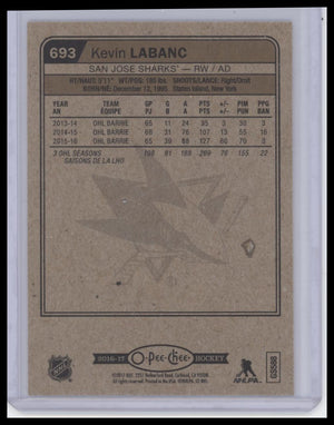 2016-17 Upper Deck #693 Kevin Labanc 2016-17 O-Pee-Chee Update