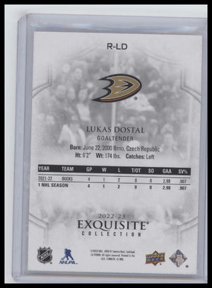 22-23 UD Black Diamond #R-LD Lukas Dostal Exquisite Collection Rookies #/399