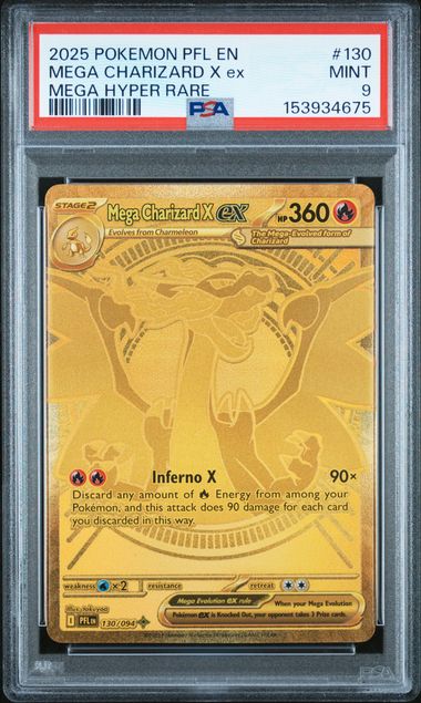PSA 9 MEGA CHARIZARD X #130 PHANTASMAL FLAMES  (Cabinet)