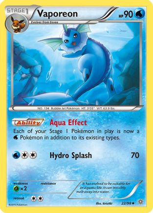 Vaporeon (22)/98 Uncommon Reverse Holofoil
