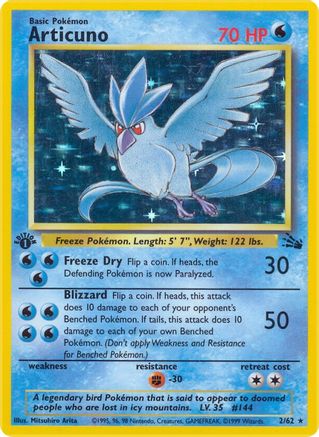 Articuno (2) (2)/62 Holo Rare 1st Edition Holofoil