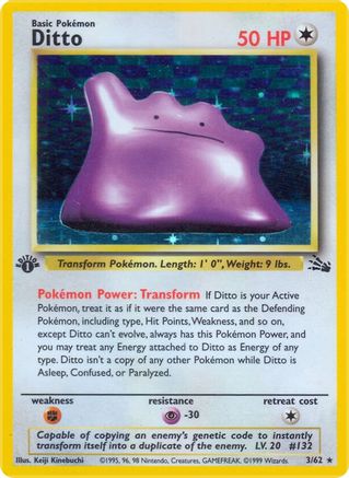 Ditto (3) (3)/62 Holo Rare 1st Edition Holofoil