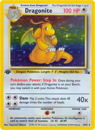 Dragonite (4)/62 Holo Rare 1st Edition Holofoil