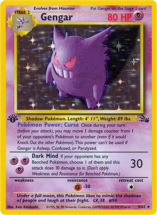 Gengar (5) (5)/62 Holo Rare Unlimited Holofoil