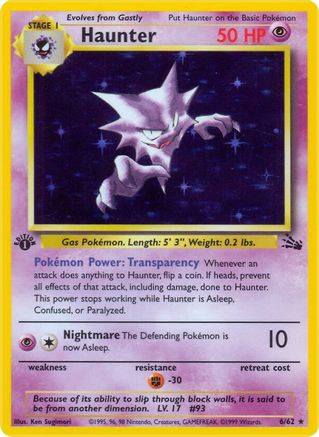 Haunter (6) (6)/62 Holo Rare 1st Edition Holofoil