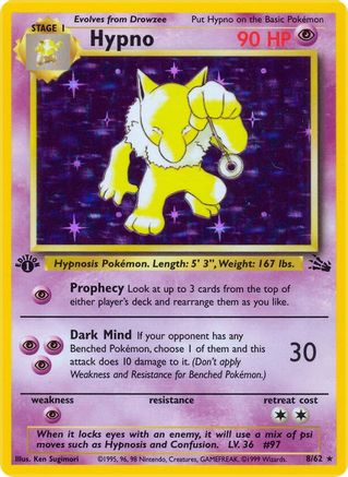 Hypno (8) (8)/62 Holo Rare 1st Edition Holofoil