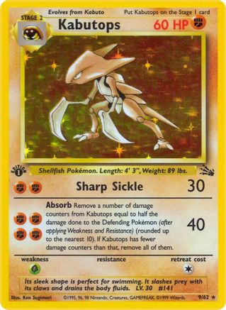 Kabutops (9) (9)/62 Holo Rare Unlimited Holofoil