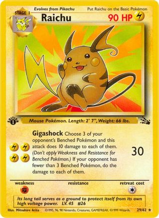 Raichu (29) (29)/62 Rare 1st Edition