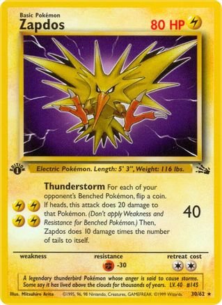 Zapdos (30) (30)/62 Rare 1st Edition