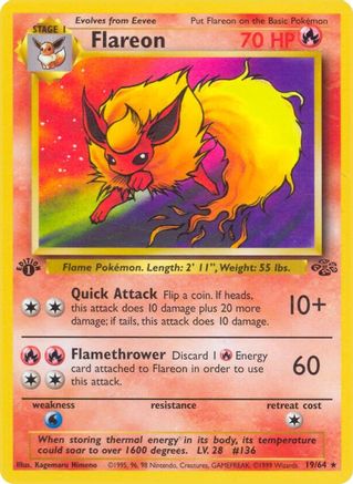 Flareon (19) (19)/64 Rare 1st Edition