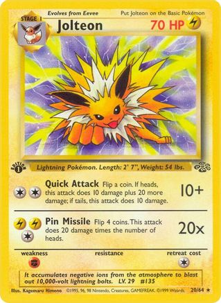 Jolteon (20) (20)/64 Rare 1st Edition