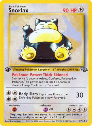 Snorlax (27) (27)/64 Rare 1st Edition