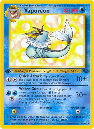 Vaporeon (28) (28)/64 Rare 1st Edition