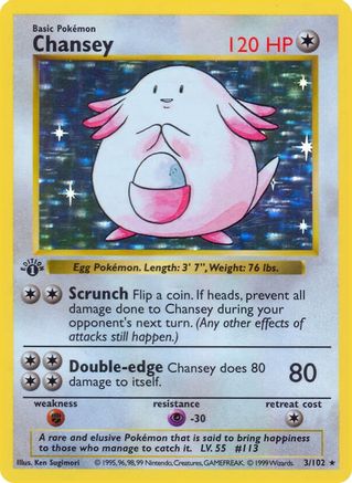 PKM - Chansey (3) Holo Rare Unlimited Holofoil