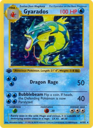 PKM - Gyarados (6) Holo Rare 1st Edition Holofoil