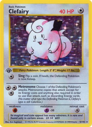 PKM - Clefairy (5) Holo Rare 1st Edition Holofoil