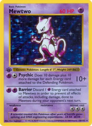 PKM - Mewtwo (10) Holo Rare Unlimited Holofoil
