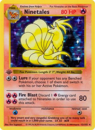 PKM - Ninetales (12) Holo Rare 1st Edition Holofoil