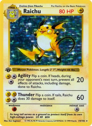 PKM - Raichu (14) Holo Rare Unlimited Holofoil