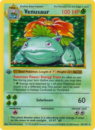 PKM - Venusaur (15) Holo Rare 1st Edition Holofoil
