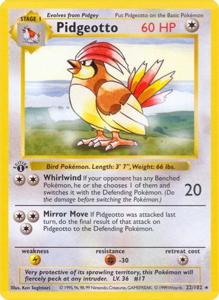 PKM - Pidgeotto (22) Rare 1st Edition