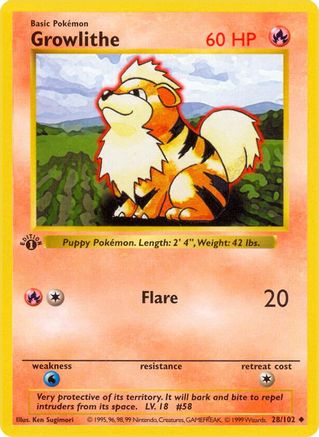 PKM - Growlithe (28) Uncommon 1st Edition