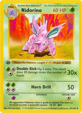 PKM - Nidorino (37) Uncommon 1st Edition