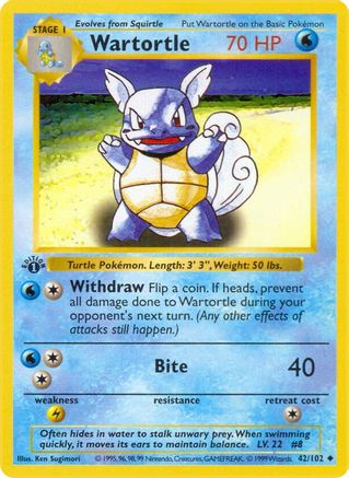 PKM - Wartortle (42) Uncommon 1st Edition