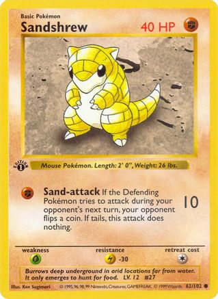 PKM - Sandshrew (62) Common 1st Edition