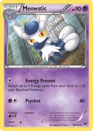 Meowstic (59)/122 Rare Reverse Holofoil