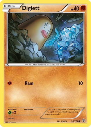 Diglett (36)/124 Common Reverse Holofoil
