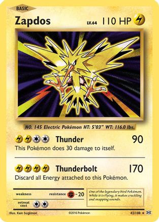Zapdos (42)/108 Holo Rare Holofoil