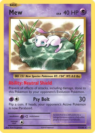 Mew (53)/108 Holo Rare Holofoil