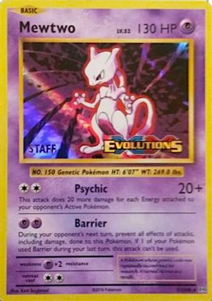 Mewtwo - 51/108 (Prerelease) [Staff] Promo Holofoil