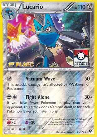 Lucario - 63/124 (Pokemon League) [1st Place] (63) Promo Reverse Holofoil