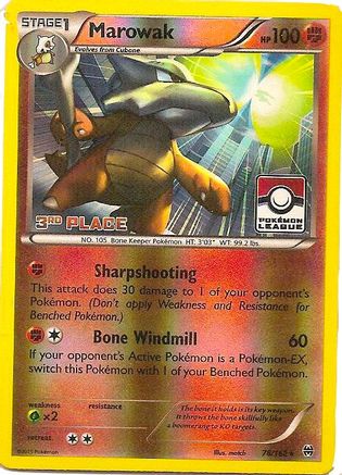 Marowak - 78/162 (Pokemon League) [3rd Place] (78) Promo Reverse Holofoil
