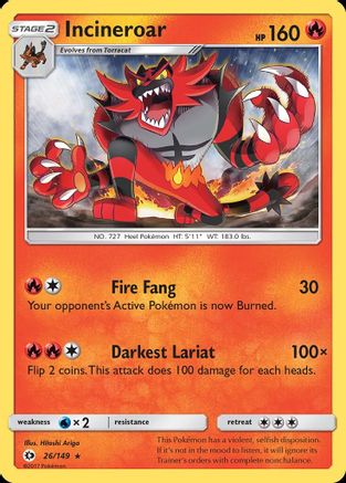 Incineroar (26)/149 Rare Reverse Holofoil