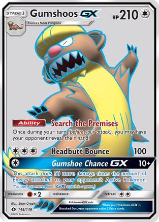 Gumshoos GX (Full Art) (145)/149 Ultra Rare Holofoil