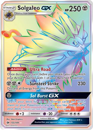 Solgaleo GX (Secret) (155)/149 Secret Rare Holofoil