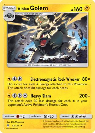 Alolan Golem (42)/145 Holo Rare Holofoil