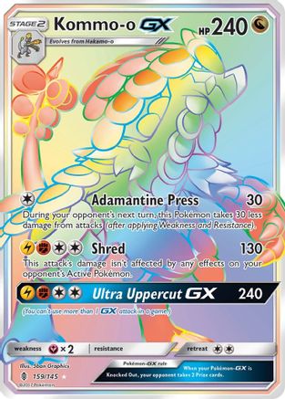 Kommo-o GX (Secret) (159)/145 Secret Rare Holofoil