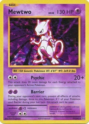Mewtwo - 51/108 (Cracked Ice Holo) (51) Holo Rare Holofoil