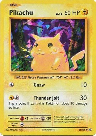 Pikachu - 35/108 (Cracked Ice Holo) (35) Holo Rare Holofoil