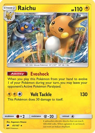 Raichu (41)/147 Holo Rare Reverse Holofoil