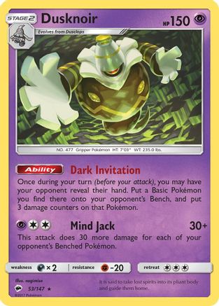 Dusknoir (53)/147 Holo Rare Holofoil