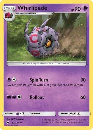 Whirlipede (57)/147 Uncommon Reverse Holofoil