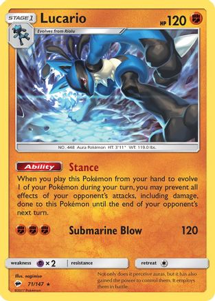 Lucario (71)/147 Holo Rare Reverse Holofoil