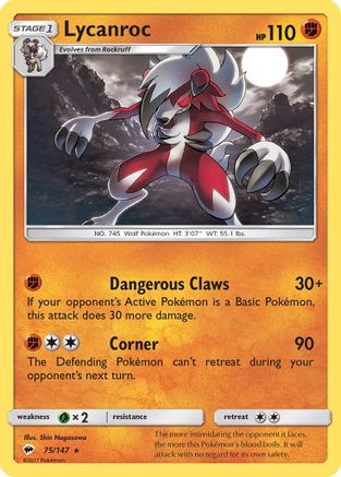 Lycanroc (75) (75)/147 Holo Rare Reverse Holofoil