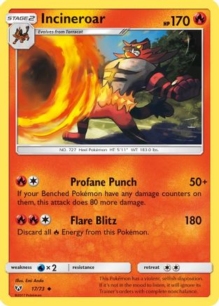 Incineroar (17)/73 Uncommon Reverse Holofoil